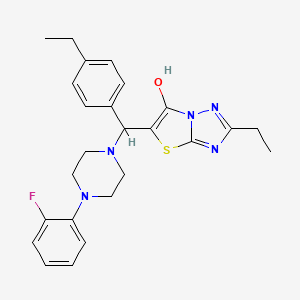molecular formula C25H28FN5OS B2513488 2-乙基-5-((4-乙基苯基)(4-(2-氟苯基)哌嗪-1-基)甲基)噻唑并[3,2-b][1,2,4]三唑-6-醇 CAS No. 898367-94-7