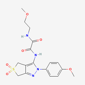 molecular formula C17H20N4O6S B2513495 N1-(2-methoxyethyl)-N2-(2-(4-methoxyphenyl)-5,5-dioxido-4,6-dihydro-2H-thieno[3,4-c]pyrazol-3-yl)oxalamide CAS No. 899733-29-0