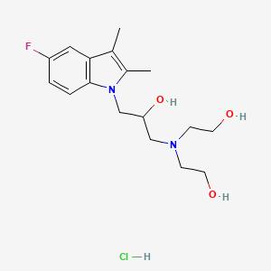 molecular formula C17H26ClFN2O3 B2513497 2,2'-((3-(5-fluoro-2,3-dimethyl-1H-indol-1-yl)-2-hydroxypropyl)azanediyl)diethanol hydrochloride CAS No. 1189946-04-0