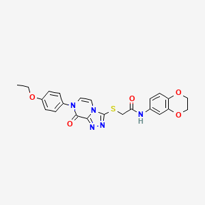 molecular formula C23H21N5O5S B2513514 N-(2,3-二氢-1,4-苯并二氧杂环-6-基)-2-{[7-(4-乙氧基苯基)-8-氧代-7,8-二氢[1,2,4]三唑并[4,3-a]哒嗪-3-基]硫代}乙酰胺 CAS No. 1223812-19-8
