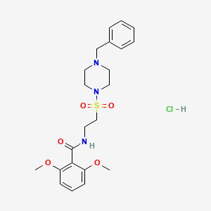 molecular formula C22H30ClN3O5S B2513521 N-(2-((4-benzylpiperazin-1-yl)sulfonyl)ethyl)-2,6-dimethoxybenzamide hydrochloride CAS No. 1189684-10-3
