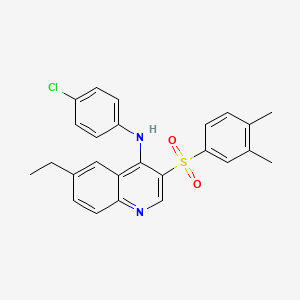 molecular formula C25H23ClN2O2S B2513531 N-(4-chlorophenyl)-3-((3,4-dimethylphenyl)sulfonyl)-6-ethylquinolin-4-amine CAS No. 899356-35-5