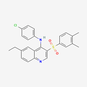 molecular formula C25H23ClN2O2S B2513531 N-(4-CHLOROPHENYL)-3-(3,4-DIMETHYLBENZENESULFONYL)-6-ETHYLQUINOLIN-4-AMINE CAS No. 899356-35-5