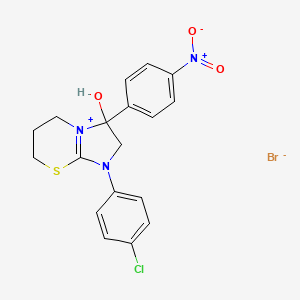 molecular formula C18H17BrClN3O3S B2513532 1-(4-chlorophenyl)-3-hydroxy-3-(4-nitrophenyl)-3,5,6,7-tetrahydro-2H-imidazo[2,1-b][1,3]thiazin-1-ium bromide CAS No. 1107548-29-7