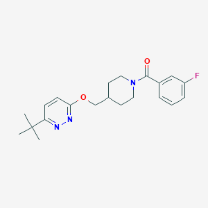 molecular formula C21H26FN3O2 B2513537 3-Tert-butyl-6-{[1-(3-fluorobenzoyl)piperidin-4-yl]methoxy}pyridazine CAS No. 2320457-78-9