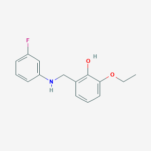 molecular formula C15H16FNO2 B2513560 2-Ethoxy-6-{[(3-fluorophenyl)amino]methyl}phenol CAS No. 416869-28-8