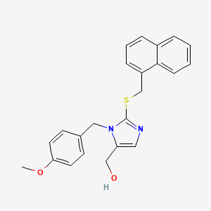 molecular formula C23H22N2O2S B2513562 (1-(4-methoxybenzyl)-2-((naphthalen-1-ylmethyl)thio)-1H-imidazol-5-yl)methanol CAS No. 920370-47-4