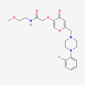 molecular formula C21H26FN3O5 B2513569 2-[6-[[4-(2-氟苯基)哌嗪-1-基]甲基]-4-氧杂环戊-3-基]氧基-N-(2-甲氧基乙基)乙酰胺 CAS No. 898439-53-7