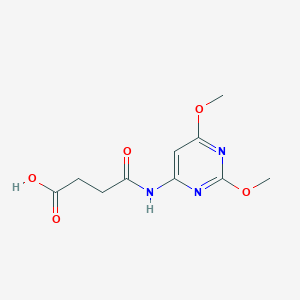 molecular formula C10H13N3O5 B2513570 N-(2,6-二甲氧基-嘧啶-4-基)-琥珀酰胺酸 CAS No. 303134-31-8