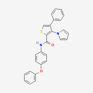 molecular formula C27H20N2O2S B2513587 N-(4-phenoxyphenyl)-4-phenyl-3-(1H-pyrrol-1-yl)thiophene-2-carboxamide CAS No. 1291840-05-5