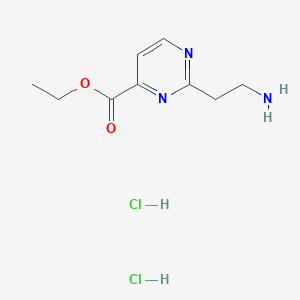 molecular formula C9H15Cl2N3O2 B2513591 Ethyl 2-(2-aminoethyl)pyrimidine-4-carboxylate;dihydrochloride CAS No. 2411227-39-7
