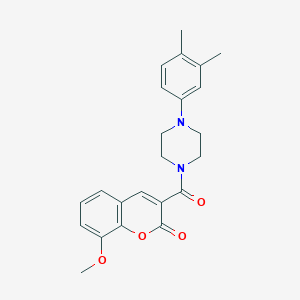 molecular formula C23H24N2O4 B2513615 3-(4-(3,4-dimethylphenyl)piperazine-1-carbonyl)-8-methoxy-2H-chromen-2-one CAS No. 663929-20-2