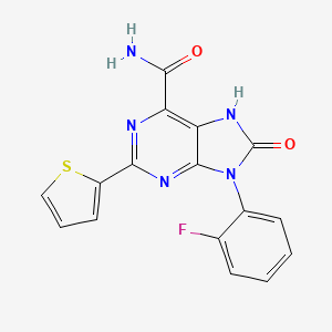 molecular formula C16H10FN5O2S B2513619 9-(2-fluorophenyl)-8-oxo-2-thiophen-2-yl-7H-purine-6-carboxamide CAS No. 898446-37-2
