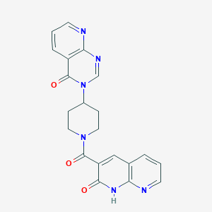 molecular formula C21H18N6O3 B2513620 3-(1-(2-oxo-1,2-dihydro-1,8-naphthyridine-3-carbonyl)piperidin-4-yl)pyrido[2,3-d]pyrimidin-4(3H)-one CAS No. 2034225-02-8