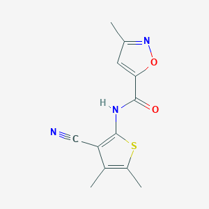 molecular formula C12H11N3O2S B2513627 N-(3-cyano-4,5-dimethylthiophen-2-yl)-3-methylisoxazole-5-carboxamide CAS No. 946319-37-5