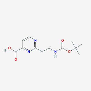 molecular formula C12H17N3O4 B2513629 2-[2-[(2-甲基丙烷-2-基)氧羰基氨基]乙基]嘧啶-4-羧酸 CAS No. 1782356-12-0