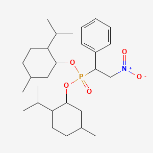 molecular formula C28H46NO5P B2513636 bis[5-methyl-2-(propan-2-yl)cyclohexyl] (2-nitro-1-phenylethyl)phosphonate CAS No. 474879-14-6