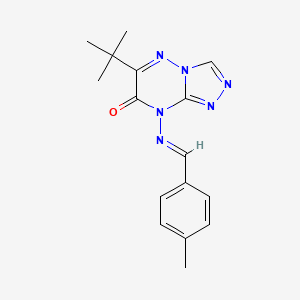 molecular formula C16H18N6O B2513637 (E)-6-(tert-butyl)-8-((4-methylbenzylidene)amino)-[1,2,4]triazolo[4,3-b][1,2,4]triazin-7(8H)-one CAS No. 328020-85-5
