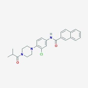 molecular formula C25H26ClN3O2 B251364 N-[3-chloro-4-(4-isobutyryl-1-piperazinyl)phenyl]-2-naphthamide 