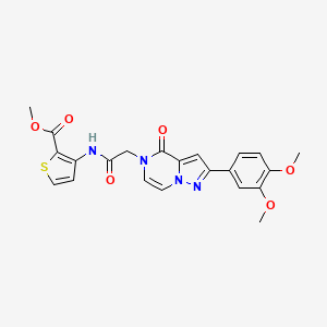 molecular formula C22H20N4O6S B2513650 methyl 3-({[2-(3,4-dimethoxyphenyl)-4-oxopyrazolo[1,5-a]pyrazin-5(4H)-yl]acetyl}amino)thiophene-2-carboxylate CAS No. 941876-91-1