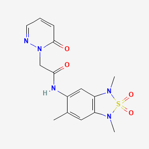 molecular formula C15H17N5O4S B2513654 2-(6-oxopyridazin-1(6H)-yl)-N-(1,3,6-trimethyl-2,2-dioxido-1,3-dihydrobenzo[c][1,2,5]thiadiazol-5-yl)acetamide CAS No. 2034405-39-3