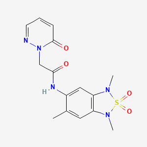 molecular formula C15H17N5O4S B2513654 2-(6-oxo-1,6-dihydropyridazin-1-yl)-N-(1,3,6-trimethyl-2,2-dioxo-1,3-dihydro-2lambda6,1,3-benzothiadiazol-5-yl)acetamide CAS No. 2034405-39-3