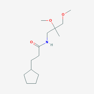 molecular formula C14H27NO3 B2513659 3-环戊基-N-(2,3-二甲氧基-2-甲基丙基)丙酰胺 CAS No. 2034539-93-8