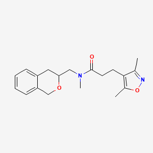 molecular formula C19H24N2O3 B2513667 3-(3,5-二甲基异恶唑-4-基)-N-(异色满-3-基甲基)-N-甲基丙酰胺 CAS No. 2034205-22-4