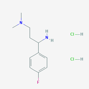 molecular formula C11H19Cl2FN2 B2513675 1-(4-Fluorophenyl)-N3,N3-dimethylpropane-1,3-diamine dihydrochloride CAS No. 2149602-34-4