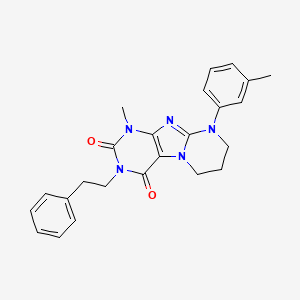 molecular formula C24H25N5O2 B2513678 1-甲基-3-苯乙基-9-(间甲苯基)-6,7,8,9-四氢吡啶并[2,1-f]嘌呤-2,4(1H,3H)-二酮 CAS No. 844828-02-0