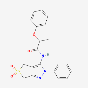 molecular formula C20H19N3O4S B2513680 N-(5,5-二氧代-2-苯基-4,6-二氢噻吩并[3,4-c]吡唑-3-基)-2-苯氧基丙酰胺 CAS No. 681266-24-0