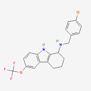 molecular formula C20H18BrF3N2O B2513681 N-[(4-Bromophenyl)methyl]-6-(trifluoromethoxy)-2,3,4,9-tetrahydro-1H-carbazol-1-amine CAS No. 2361645-38-5