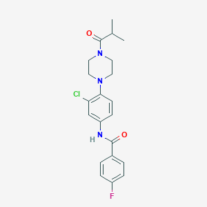 molecular formula C21H23ClFN3O2 B251370 N-[3-chloro-4-(4-isobutyryl-1-piperazinyl)phenyl]-4-fluorobenzamide 