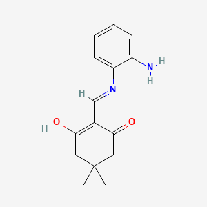 molecular formula C15H18N2O2 B2513700 2-[(2-氨基苯基)氨基]亚甲基-5,5-二甲基环己烷-1,3-二酮 CAS No. 33620-76-7