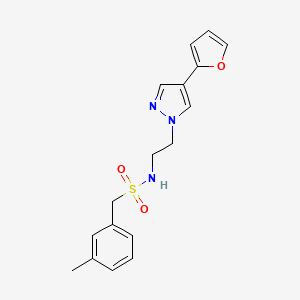 molecular formula C17H19N3O3S B2513707 N-(2-(4-(呋喃-2-基)-1H-吡唑-1-基)乙基)-1-(间甲苯基)甲磺酰胺 CAS No. 2034513-06-7