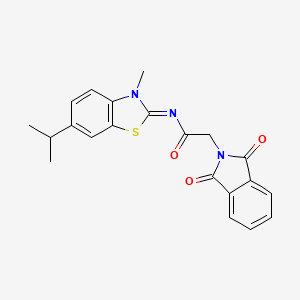 molecular formula C21H19N3O3S B2513714 (E)-2-(1,3-二氧代异吲哚啉-2-基)-N-(6-异丙基-3-甲基苯并[d]噻唑-2(3H)-亚甲基)乙酰胺 CAS No. 1321914-68-4