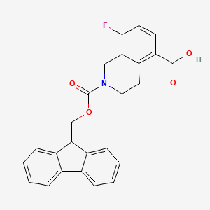 molecular formula C25H20FNO4 B2513728 2-(9H-Fluoren-9-ylmethoxycarbonyl)-8-fluoro-3,4-dihydro-1H-isoquinoline-5-carboxylic acid CAS No. 2260936-24-9