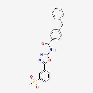 molecular formula C23H19N3O4S B2513735 4-benzyl-N-(5-(3-(methylsulfonyl)phenyl)-1,3,4-oxadiazol-2-yl)benzamide CAS No. 898458-48-5