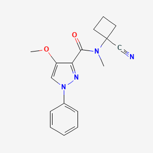 molecular formula C17H18N4O2 B2513740 4-甲氧基-N-甲基-N-(1-氰代环丁基)-1-苯基-1H-吡唑-3-甲酰胺 CAS No. 1281063-73-7
