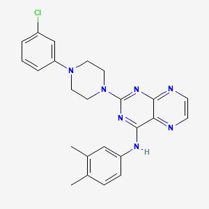molecular formula C24H24ClN7 B2513746 2-[4-(3-氯苯基)哌嗪-1-基]-N-(3,4-二甲苯基)蝶啶-4-胺 CAS No. 946297-54-7