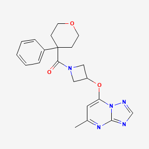 B2513765 3-({5-Methyl-[1,2,4]triazolo[1,5-a]pyrimidin-7-yl}oxy)-1-(4-phenyloxane-4-carbonyl)azetidine CAS No. 2097872-43-8