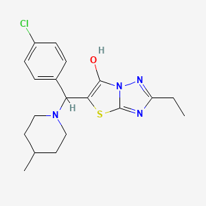 molecular formula C19H23ClN4OS B2513768 5-((4-氯苯基)(4-甲基哌啶-1-基)甲基)-2-乙基噻唑并[3,2-b][1,2,4]三唑-6-醇 CAS No. 898361-79-0