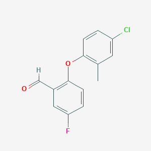 molecular formula C14H10ClFO2 B2513771 2-(4-氯-2-甲基苯氧基)-5-氟苯甲醛 CAS No. 1096862-78-0