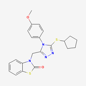 molecular formula C22H22N4O2S2 B2513780 3-((5-(环戊硫基)-4-(4-甲氧基苯基)-4H-1,2,4-三唑-3-基)甲基)苯并[d]噻唑-2(3H)-酮 CAS No. 847403-20-7