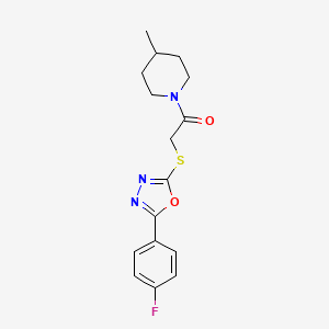 molecular formula C16H18FN3O2S B2513786 2-((5-(4-Fluorophenyl)-1,3,4-oxadiazol-2-yl)thio)-1-(4-methylpiperidin-1-yl)ethanone CAS No. 459861-13-3