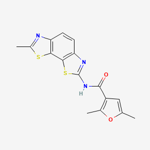 molecular formula C16H13N3O2S2 B2513792 2,5-dimethyl-N-(7-methylbenzo[1,2-d:4,3-d']bis(thiazole)-2-yl)furan-3-carboxamide CAS No. 1207034-85-2