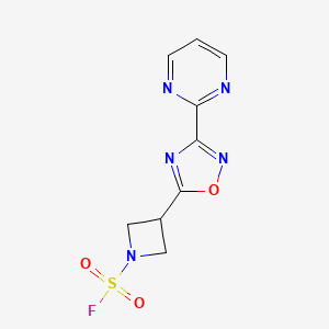 molecular formula C9H8FN5O3S B2513795 3-(3-Pyrimidin-2-yl-1,2,4-oxadiazol-5-yl)azetidine-1-sulfonyl fluoride CAS No. 2411308-21-7