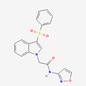 molecular formula C19H15N3O4S B2513797 N-(异恶唑-3-基)-2-(3-(苯磺酰基)-1H-吲哚-1-基)乙酰胺 CAS No. 941925-19-5