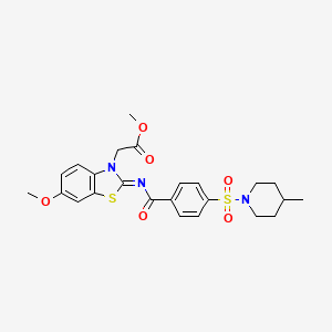 Methyl 2-[6-methoxy-2-[4-(4-methylpiperidin-1-yl)sulfonylbenzoyl]imino-1,3-benzothiazol-3-yl]acetate