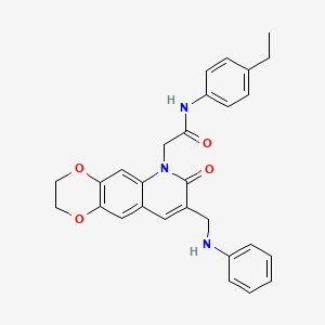 molecular formula C28H27N3O4 B2513813 2-[8-(anilinomethyl)-7-oxo-2,3-dihydro[1,4]dioxino[2,3-g]quinolin-6(7H)-yl]-N-(4-ethylphenyl)acetamide CAS No. 894547-78-5